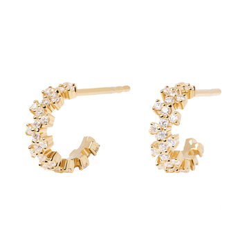 Καρφωτά σκουλαρίκια Pdpaola AR01-578-U Essentials Little Crown Gold χρυσά με ζιργκόν.